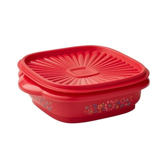š¦ NewĀ Pioneer Woman (4)- Red Floral 3 Cup Food Storage ContainerāwithāLid - Picture 3 of 8